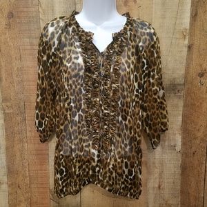 FREE SHIPPING Express leopard print sheer top